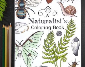 DIGITAL PDF Version - A Naturalist's Coloring Book - 8.5 x 11 Size File