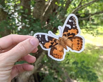 Painted Lady Butterfly Sticker ~ Waterproof and Weatherproof Small Gifts for Water Bottle, Laptop, Tablet, Car or Canoe