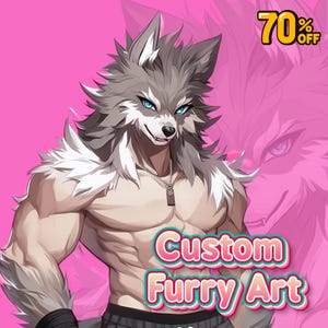 Custom Furry Art Commission: Fursona Avatar, Anthro Character Drawing