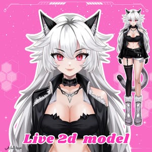 Black Cat Girl Live2D Vtuber Model: Anime Avatar for Vtube Studio