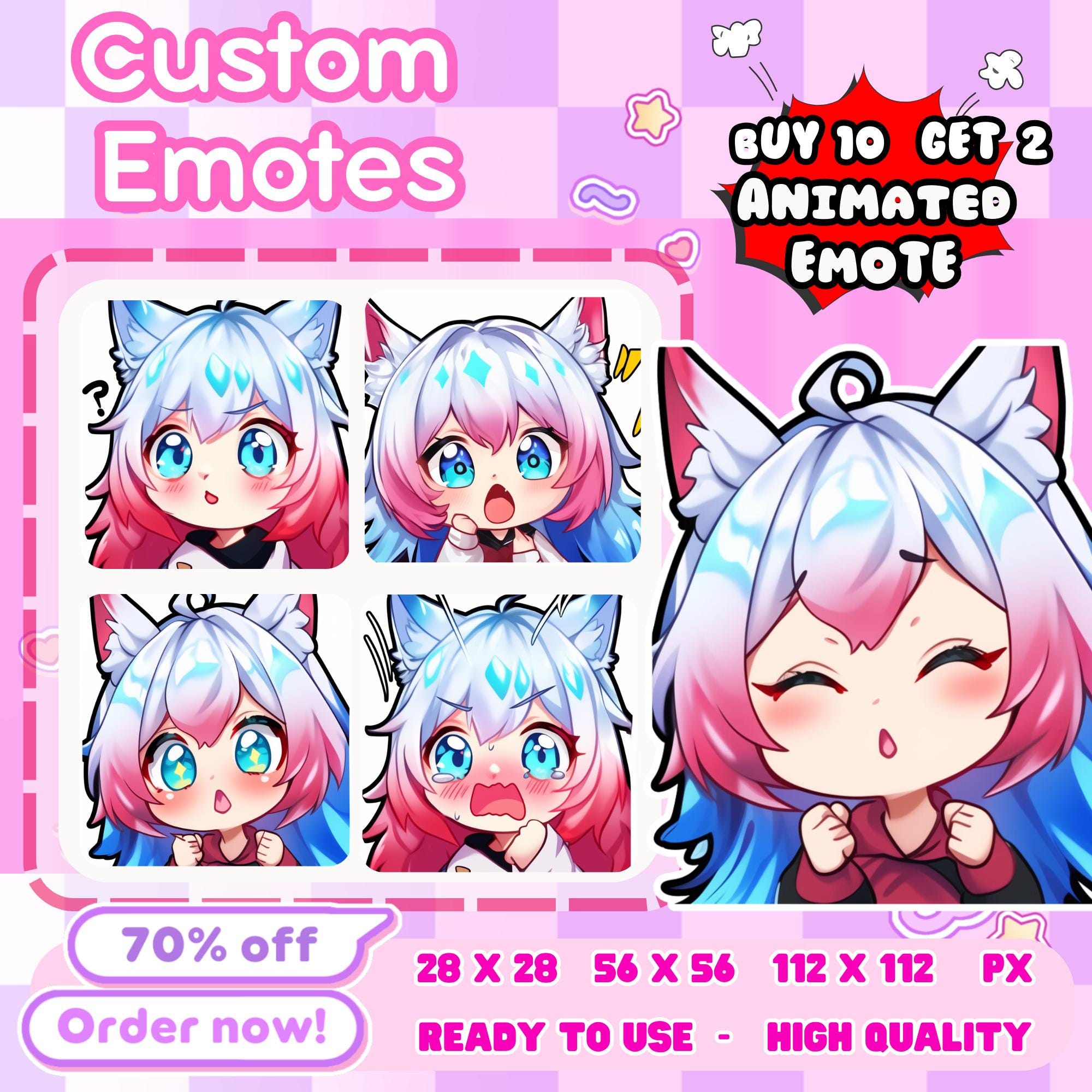 Custom Animated Twitch Emotes | Chibi Anime Emote for Discord & Vtuber ...