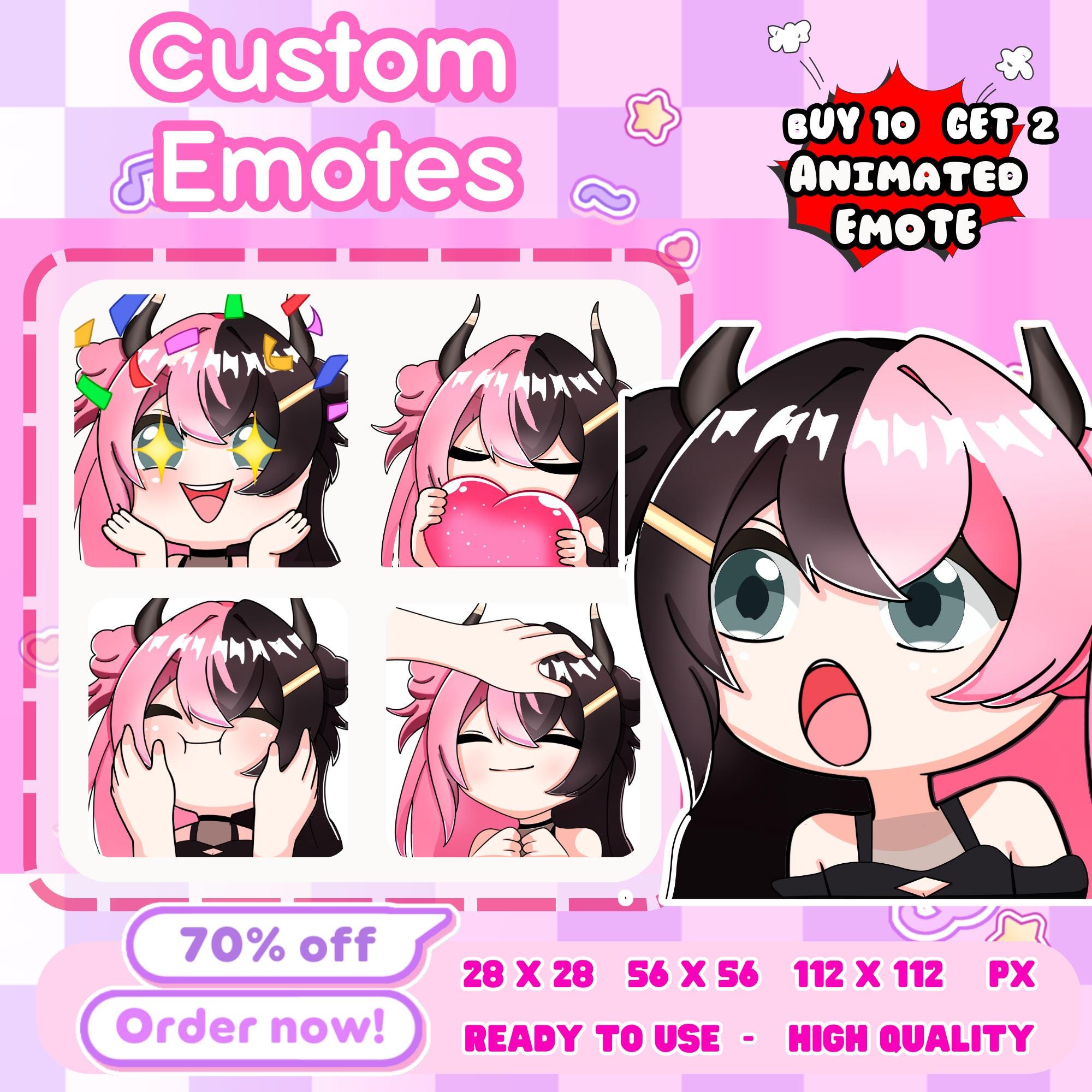 Custom Animated Twitch Emotes | Chibi Anime Emote for Discord & Vtuber ...