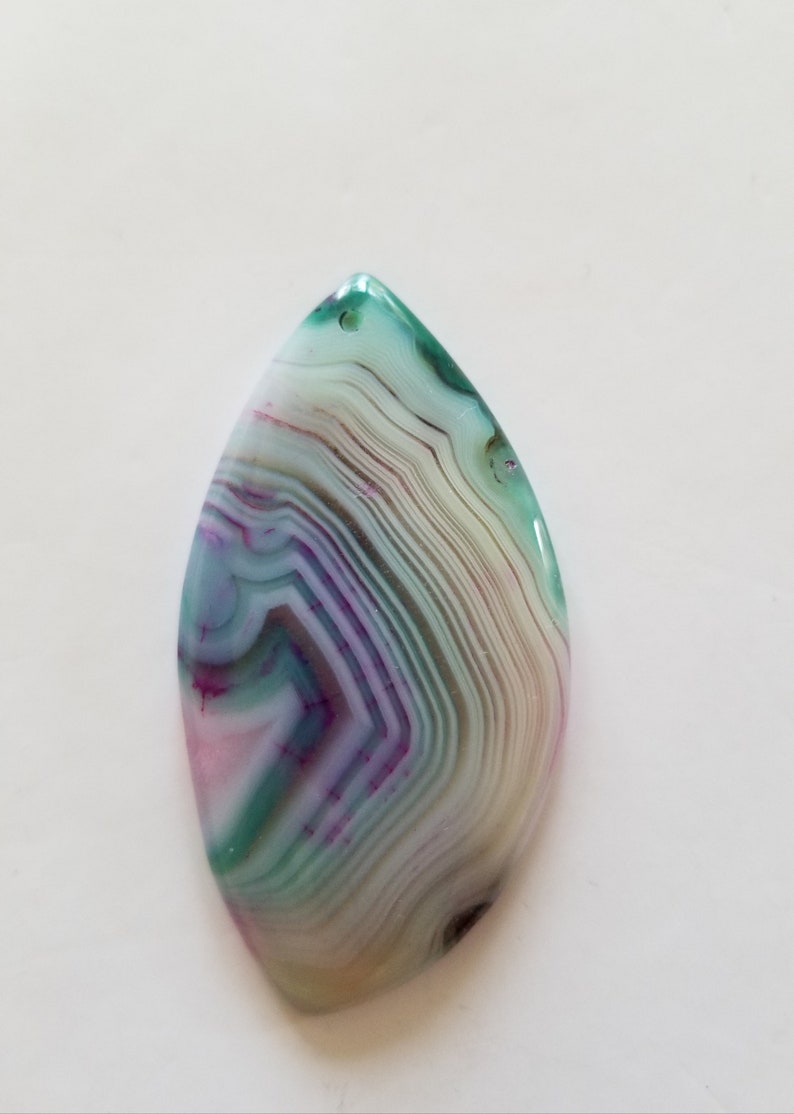 Green Lavendar Blue Agate Pendant 2 1/4 image 1