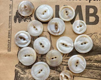 Vintage River shell MOP 15 white mixed size NOS USA