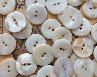 Vintage MOP white 69 NOS 2 hole river shell USA