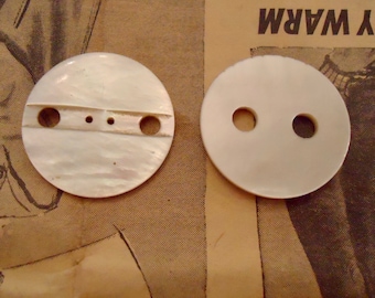 Vintage Mother of Pearl Buttons: 1930s Antique Iridescent USA (2 pc)