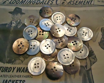 Vintage Mother of Pearl buttons 1 1/16" 4 hole 17 usa