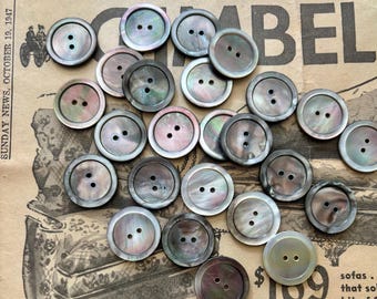 Vintage Mother of Pearl buttons NOS 22mm 13/16" USA black