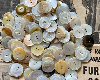 BUTTONS vintage Mother of Pearl 1/2 pound 2 holes USA 7/8"