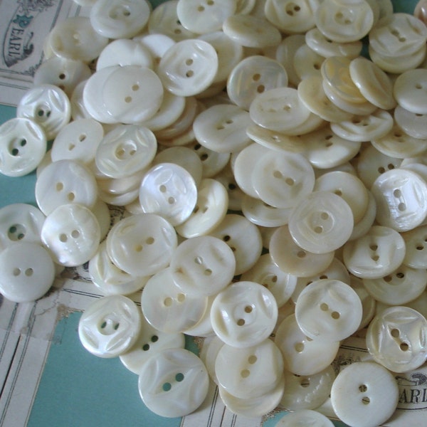 Vintage Mother of Pearl MOP buttons--100 CARVED