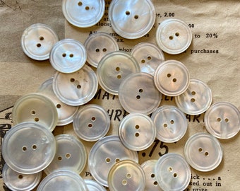 VINTAGE mother of pearl mixed buttons white round 20 NOS USA