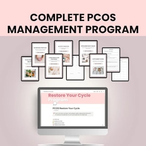 PCOS Management Program guide, balanced hormones, Notion, regular periods, PCOS diet meal plan, Hormone healthy recipes, PCOS Diet