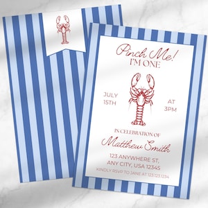 Pinch Me I&#39;m One Birthday Invitation | Crawfish Boil 1st Birthday Template | Editable Bayou Bash Birthday Invite Template Instant Download