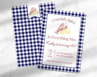 Crawfish Boil Birthday Party Invitation | Digital Southern Seafood Fest Invite | Fun and Festive Design