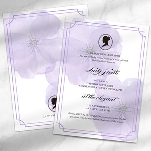 Bridgerton Party Invitation | Lady Whistledown Birthday | Digital Birthday Card | Template for Canva | Editable Birthday Invitation
