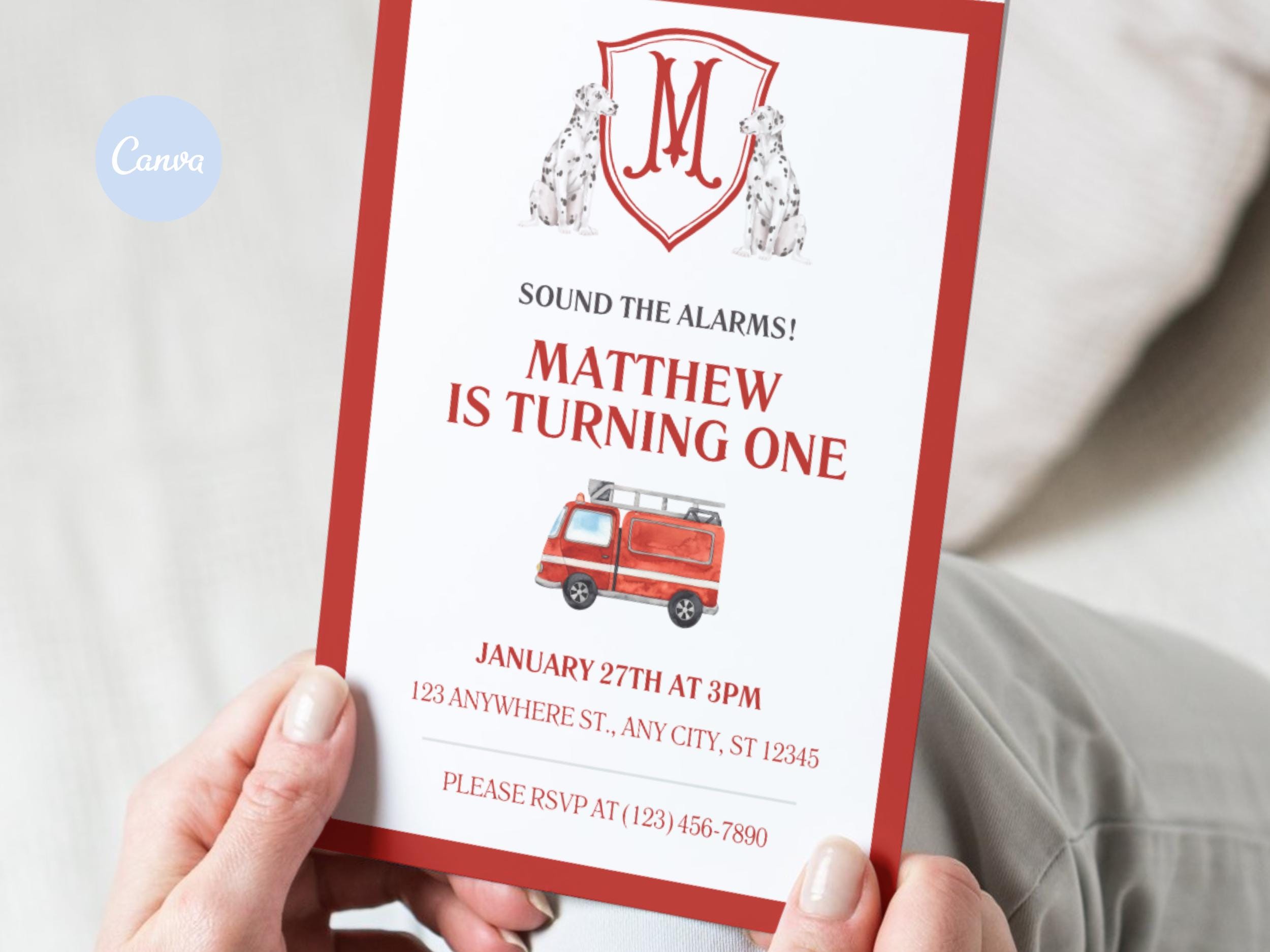 Firefighting Invitation Firefighter Themed Birthday Party Invitation | Firetruck Birthday ...