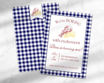 Crawfish Boil Digital Invitation | We're BOILING with excitement Invite | Southern 1st Birthday Gathering Celebration