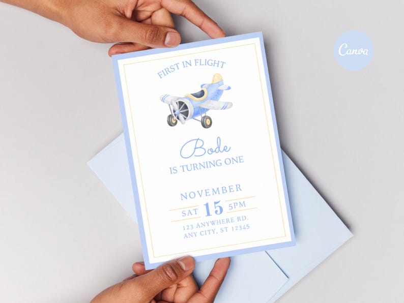 Take Flight Invite First in Flight First Birthday Invitation | Plane First Birthday ...