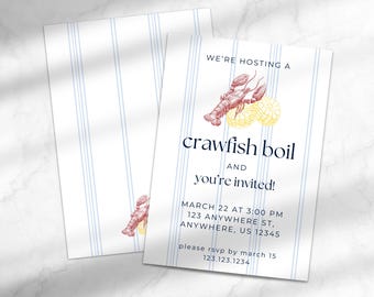 Crawfish Boil Digital Invitation | Festive Seafood Party Invite | Southern Gathering Celebration | Editable Invitation | Template for Canva