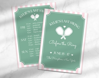 Last Swing Pickleball Bachelorette Invitation | Last Swing Before the Ring Bach Invitation | Pickleball Party Invite | Template for Canva