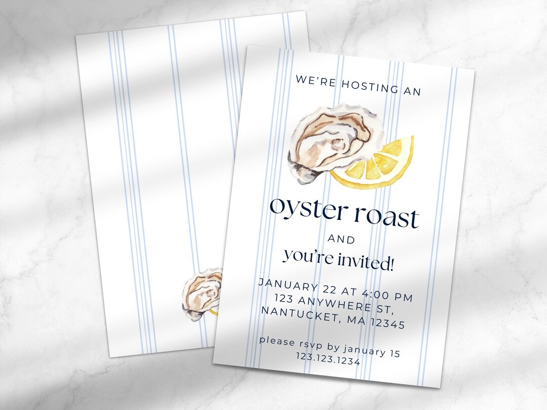 Classic East Coast Oyster Roast Invitation | Nautical Themed Oyster ...