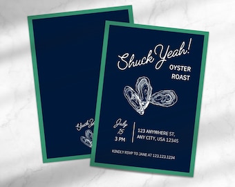 Classic East Coast Oyster Roast Invitation | Oyster Roast Invite | Digital Card | Editable Invitation | Template for Canva
