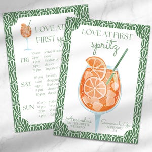 Love at First Spritz Invitation | Spritz Themed Bachelorette Party Invitation | Spritz Bach Itinerary | Canva Template Instant Download