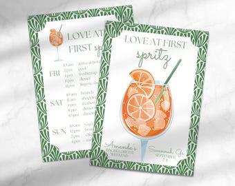 Love at First Spritz Invitation | Spritz Themed Bachelorette Party Invitation | Spritz Bach Itinerary | Canva Template Instant Download