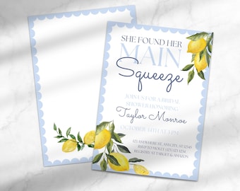Main Squeeze Bridal Shower Invitation | Lemon-Themed Bridal Shower Invitation | Editable Bridal Shower Invitation | Template for Canva