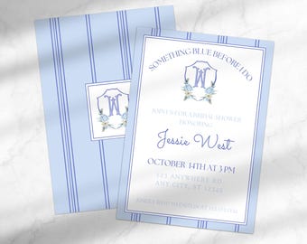 Something Blue Before I Do Shower Invitation | Preppy Bridal Shower Invitation | Editable Classic Bridal Shower Invite | Template for Canva