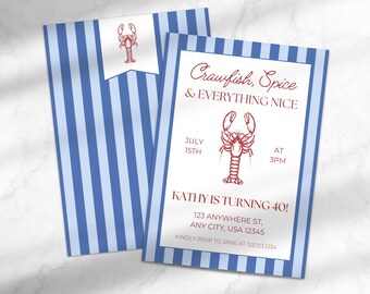 Crawfish Boil Digital Invitation | Festive Seafood Party Invite | Southern Gathering Celebration | Editable Invitation | Template for Canva