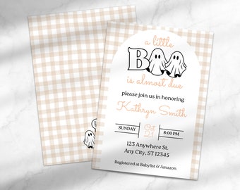 A Little Boo is Almost Due Shower Invitation | Fall Baby Shower Invitation | Editable Baby Shower Invitation | Template for Canva