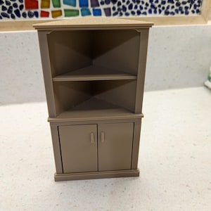 Miniature Corner Shelf with Doors: 1/12 Scale 3D Print File