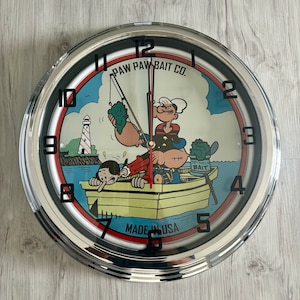 PAW PAW Bait Company  single Neon clock