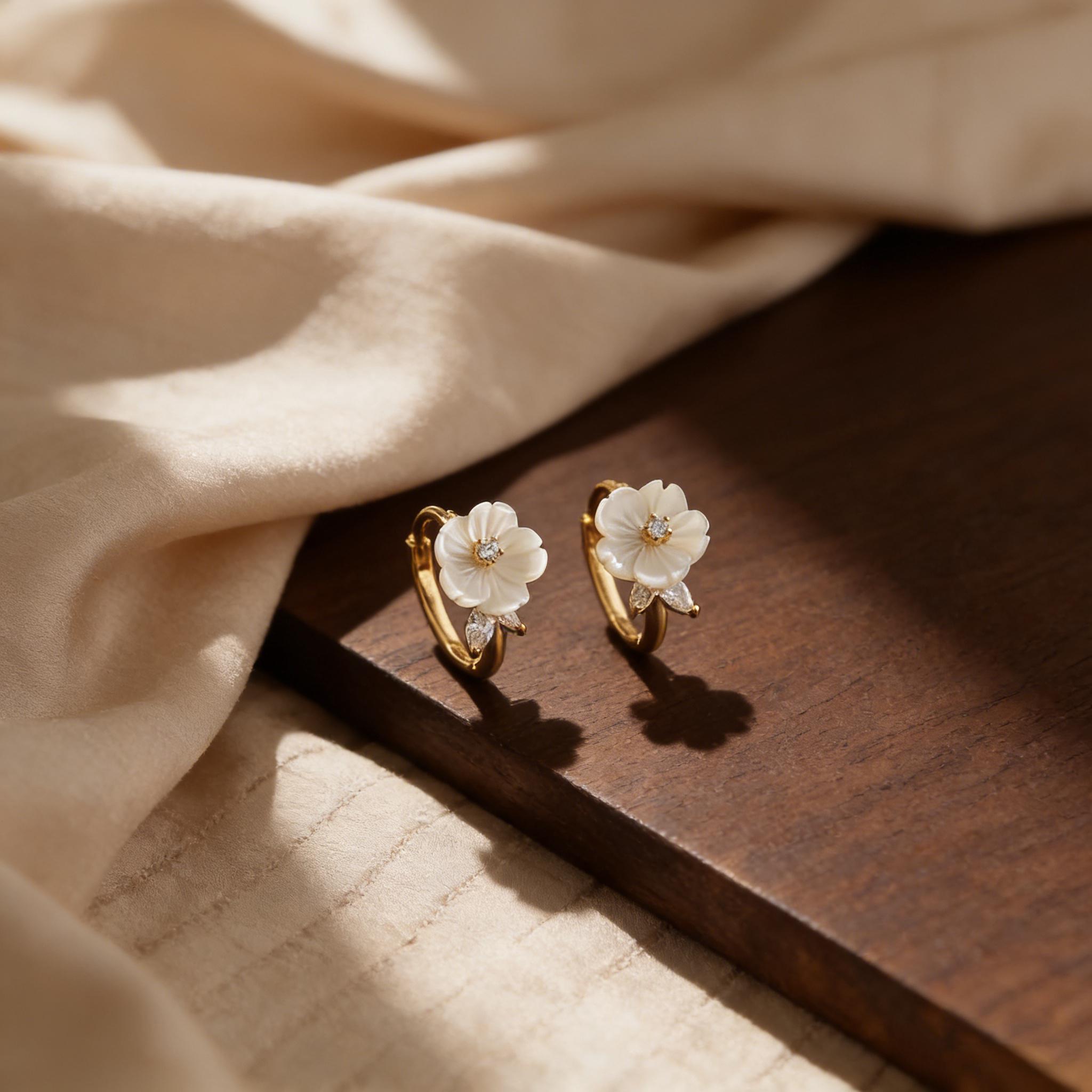 Cool Mother Of Pearl Flower Earrings Photos