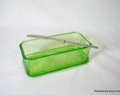 1930s Green Refrigerator Dish Depression Glass Upcycle Organize