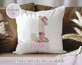 Personalised Cowboy or Cowgirl Letter Velvet Cushion - Country Music - Country Lover - Line Dancer - Design Colour Cushion