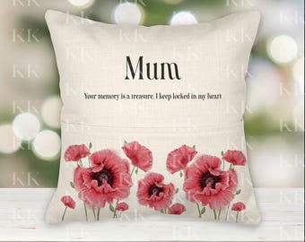 Personalised poppy pocket cushion - book lover - personalised cushion - memorial cushion - custom name and quote