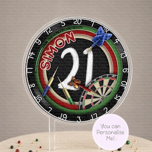 Personalised Darts cut out milestone cake topper - acrylic printed cake topper - custom cake dart player decoration