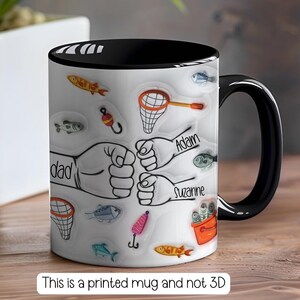 Personalised Fishing Fist Bump Dad Mug - Fathers Day - Dad - Step Dad - Gift for him - upto 6 hands - fisher man