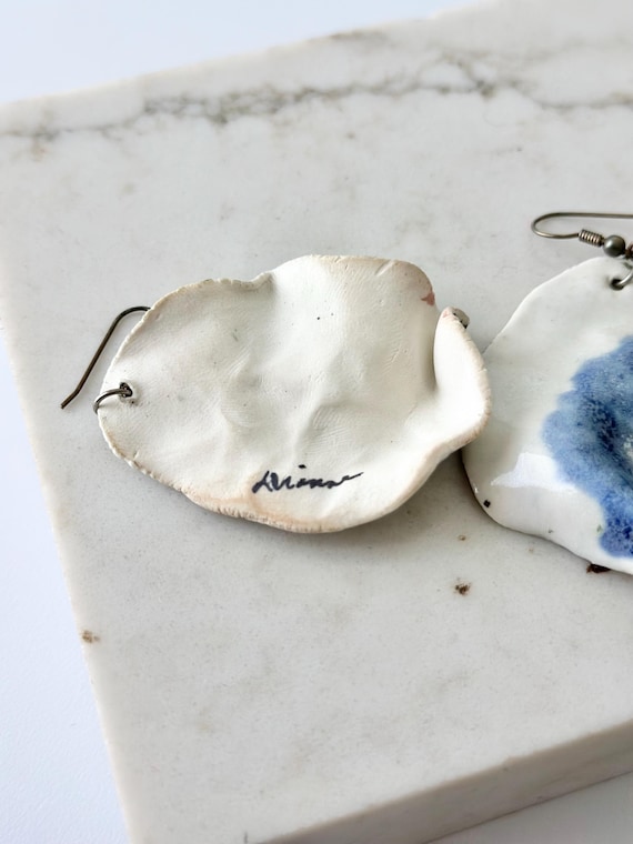 Handmade Abstract Glazed Ceramic Dangle Earrings - image 5
