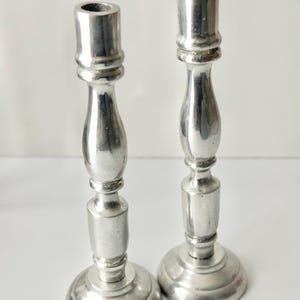 Vintage Pewter Tapered Candlestick Holder Set