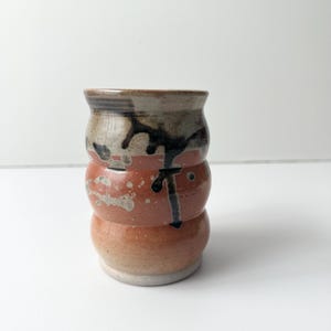 Studio Pottery Sectioned Earth Toned Brown and Terracotta Drip Glaze Vase