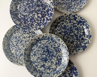 Bennington Potters Vermont Blue Agate 8.5" Earthenware Luncheon Plates 1628