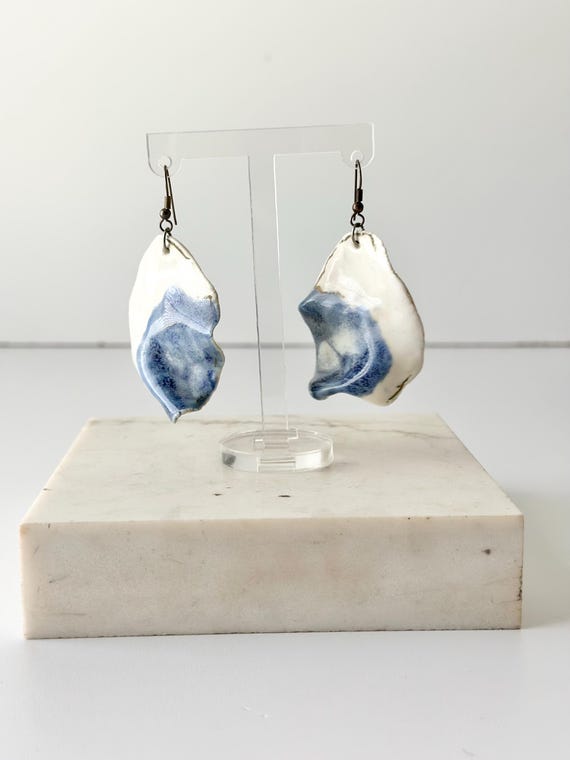 Handmade Abstract Glazed Ceramic Dangle Earrings - image 4