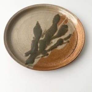 Handmade Earthenware Orange, Tan and Brown Signed Studio Pottery Glazed Plate