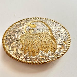 Crumrine Manufacturing Eagle Profile Buckle on Heavy Silver Plate and Jewelers Bronze