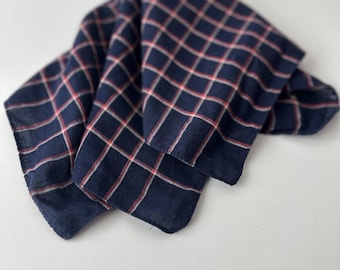 Red White and Blue Plaid Cowboy Bandanna Pocket Square Purse Scarf