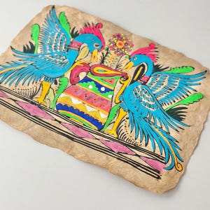 Amate Painting Collectible Mexican Folk Art Bright MulticolorPainting on Amate Bark