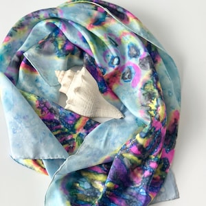 Hand Dyed Silk Scarf: Large Square Tie Dye, Artist Signed